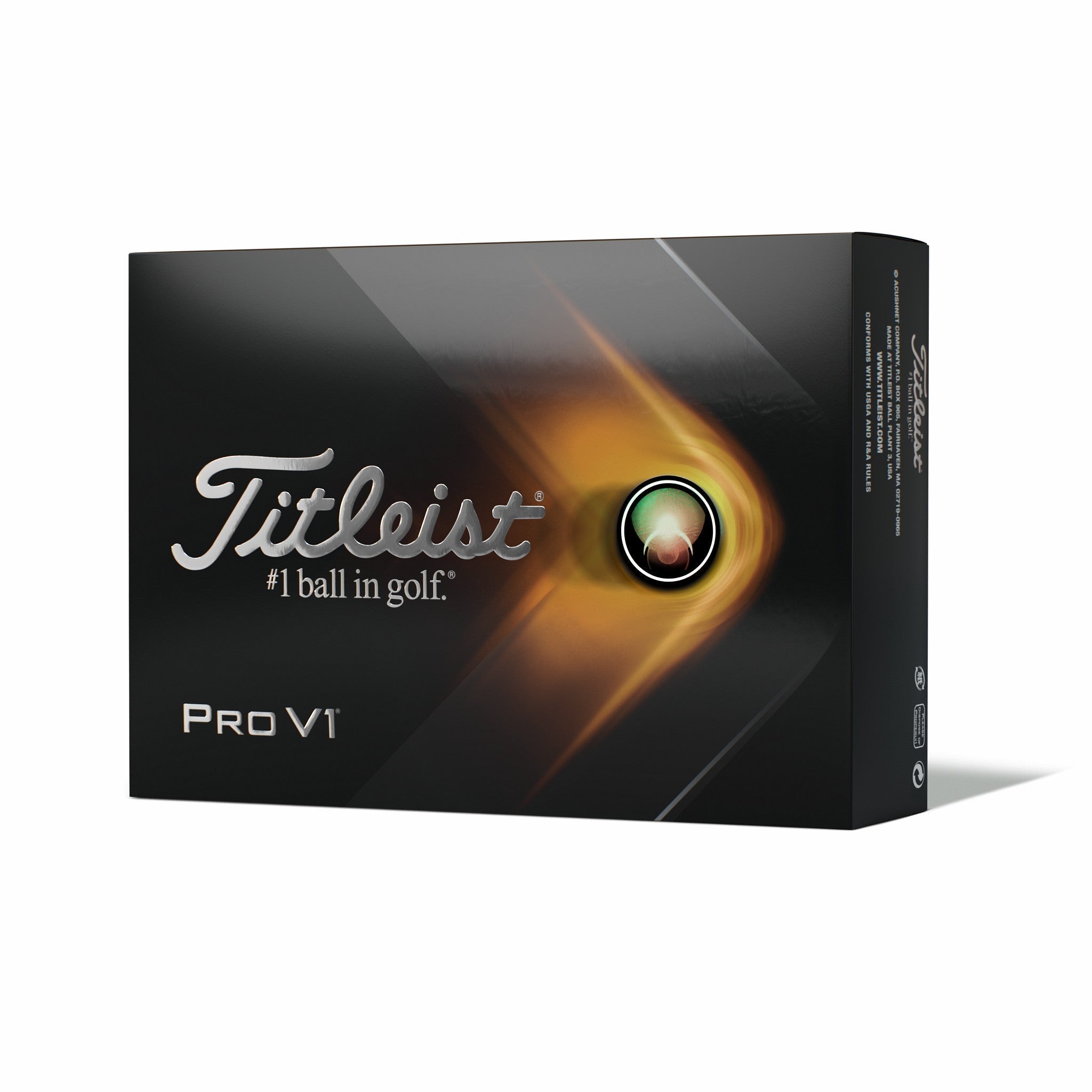 Black Titleist Pro V1 golf ball box. Featuring #1 ball in golf under Titleist.