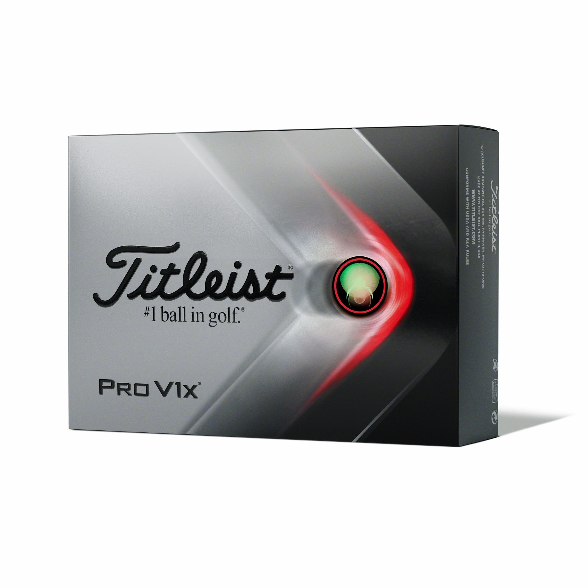 Titleist gray and black Pro V1x box. #1 ball in golf under Titleist.