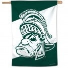 A green and white striped flag featuring the Gruff Sparty logo.