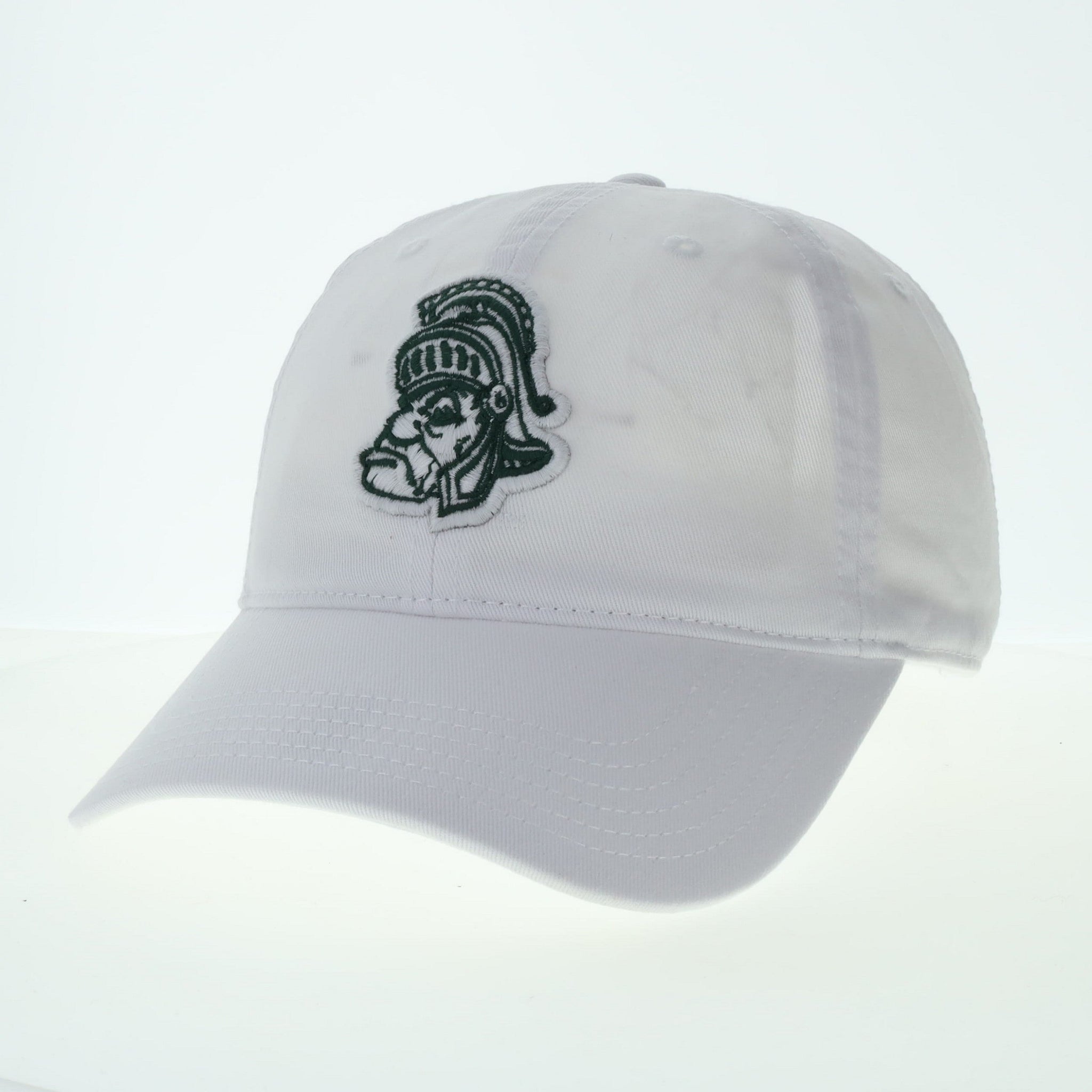 White cap with embroidered Gruff Sparty logo on the front