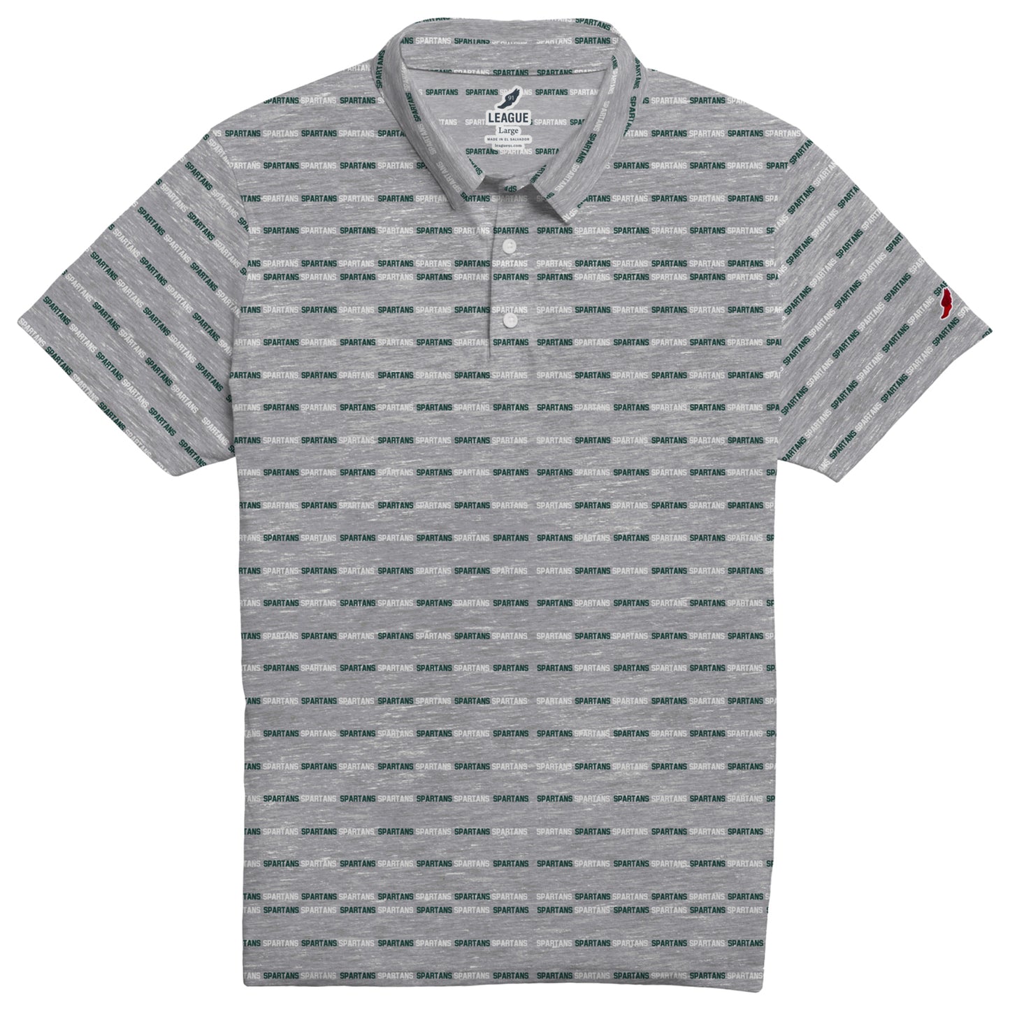 LEAG ALLOVER SPARTANS PLACKET POLO HEATHER GREY