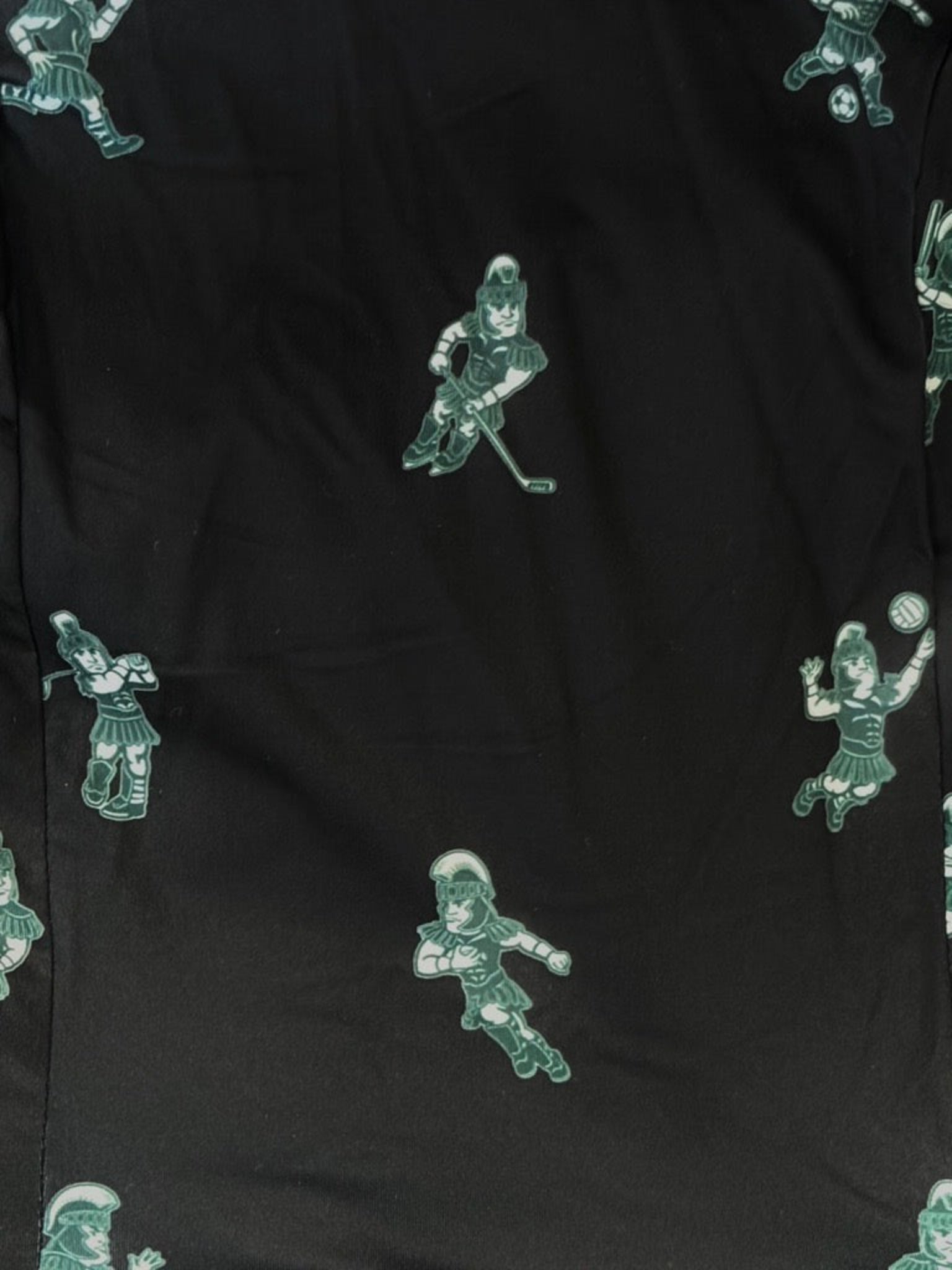 Black background with Sport Sparty, Sports include hockey, football, volleyball, baseball, golf, soccer and running.