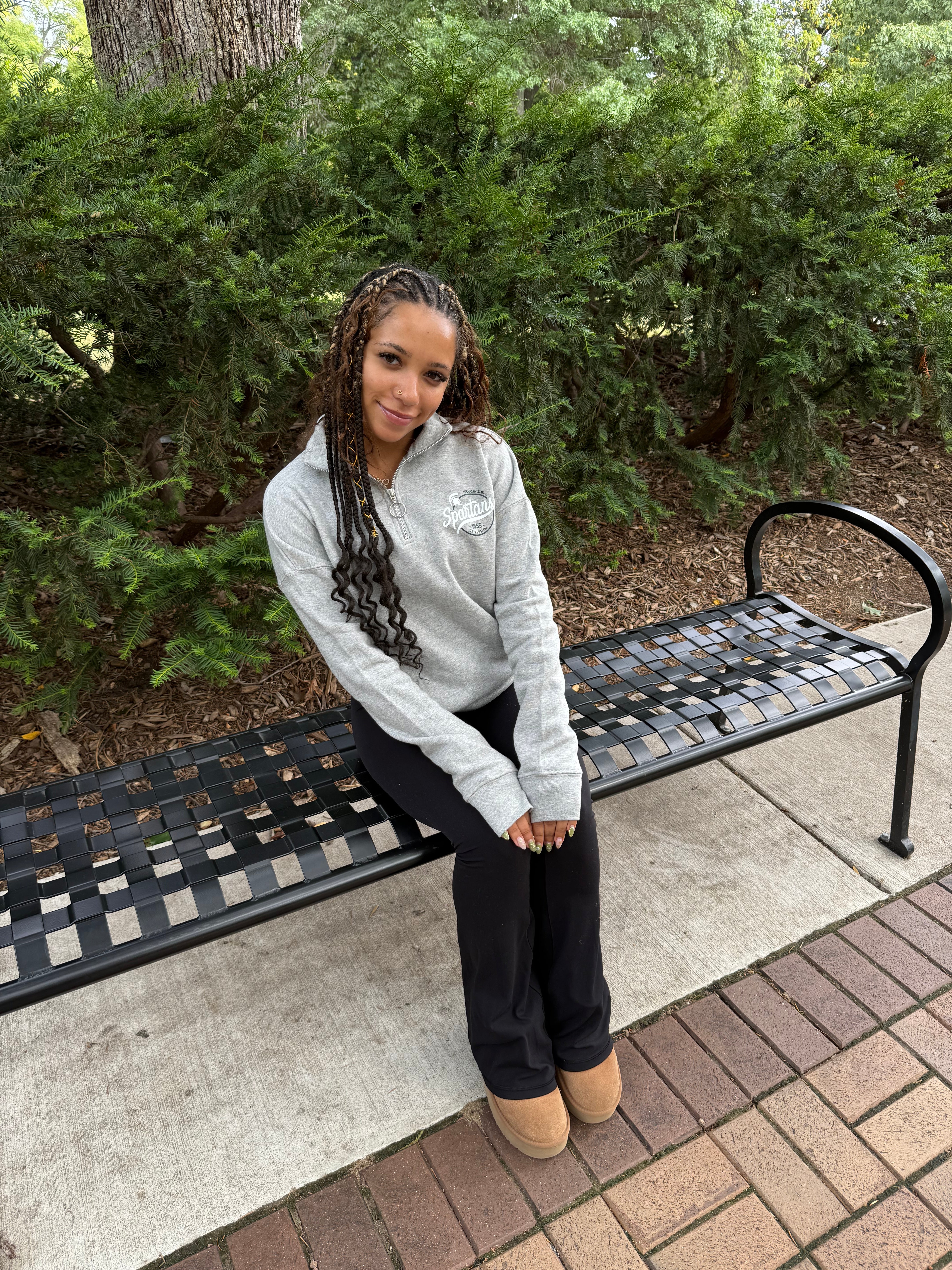 Spartans Women's Gray Quarter-zip Sweatshirt