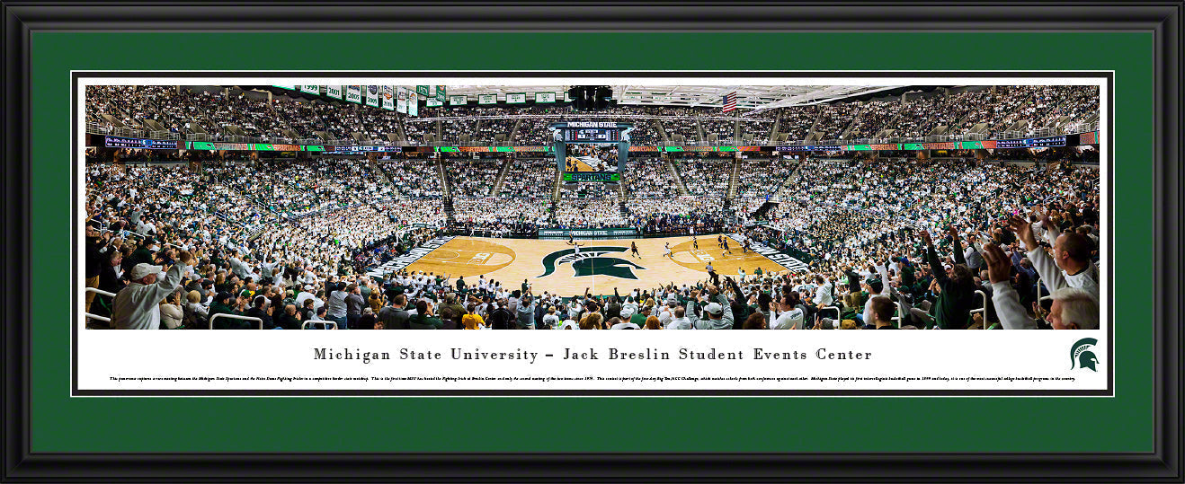 Breslin Center panorama poster with a green mat