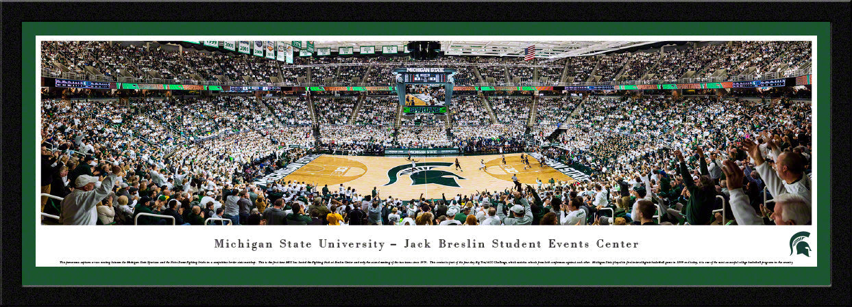 Breslin Center panorama poster with a green mat
