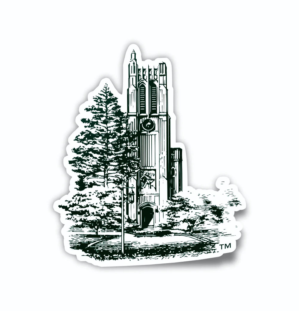 Vinyl decal of the Beaumont Tower with trees around it.