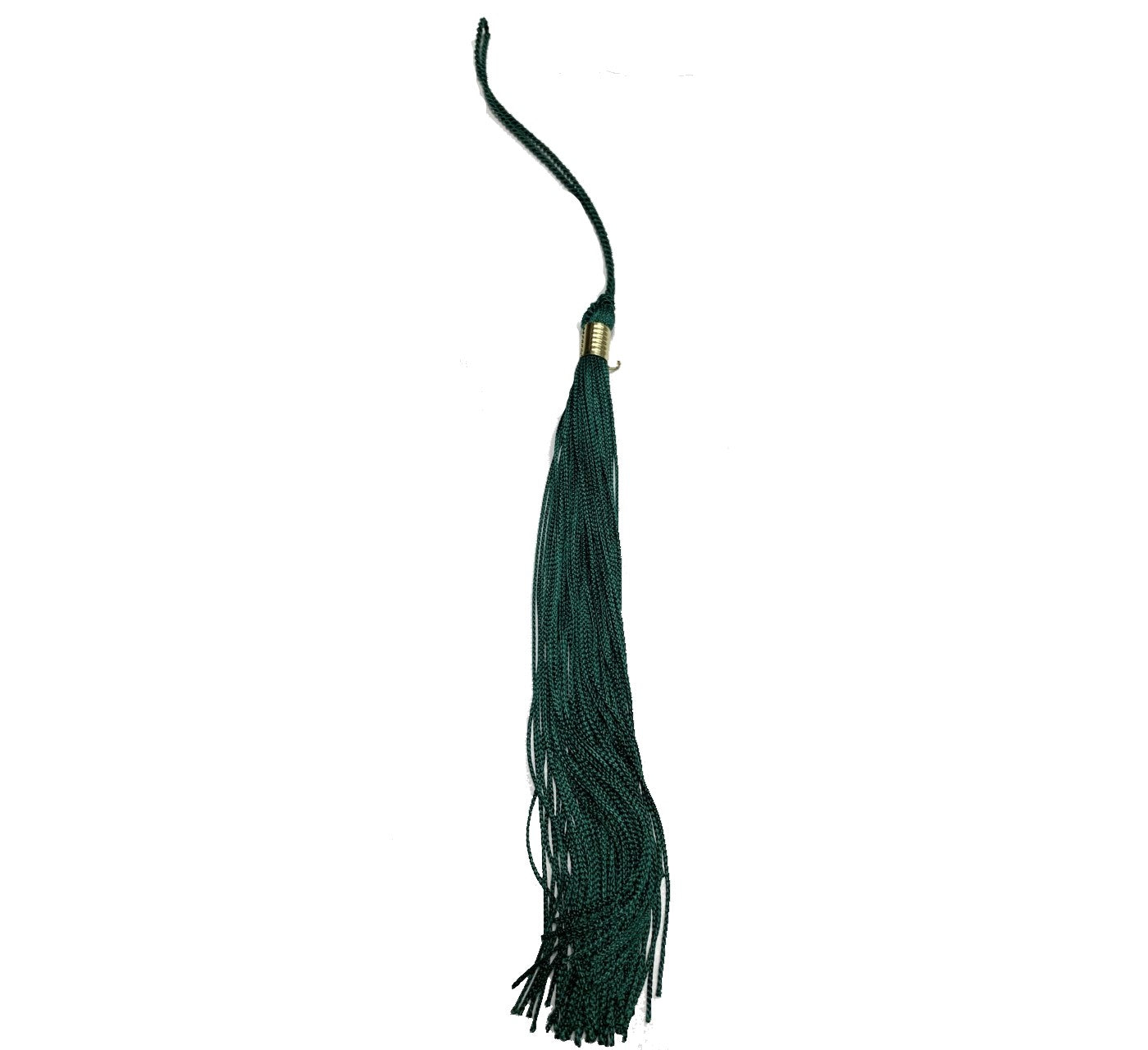 A dark green graduation tassel