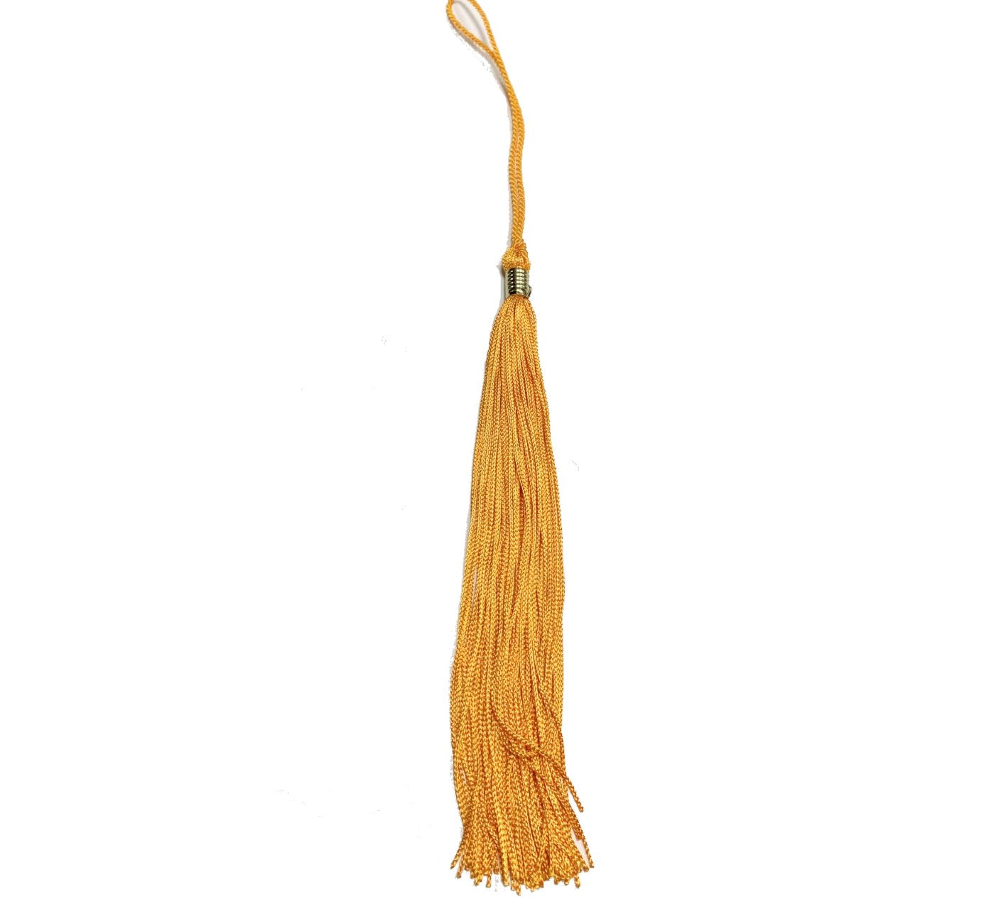 An apricot colored graduation tassel