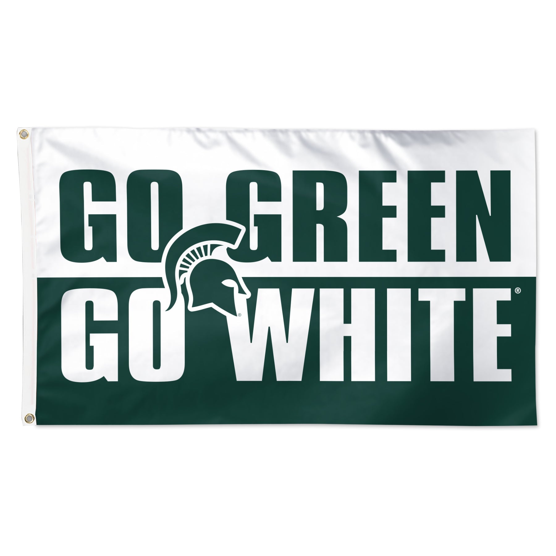 Michigan State Spartan Go Green Go White Flag - 3' x 5', image size:1800x1800