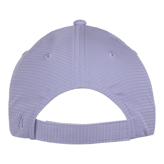 Back of a lilac hat with a Velcro adjustable strap.
