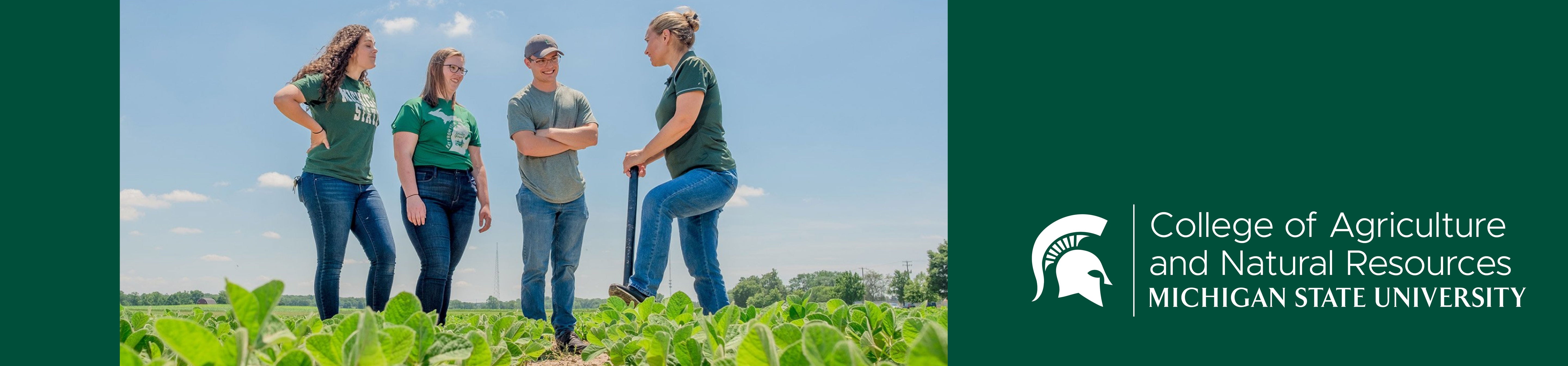 College of Agriculture and Natural Resources banner featuring four people in a field.