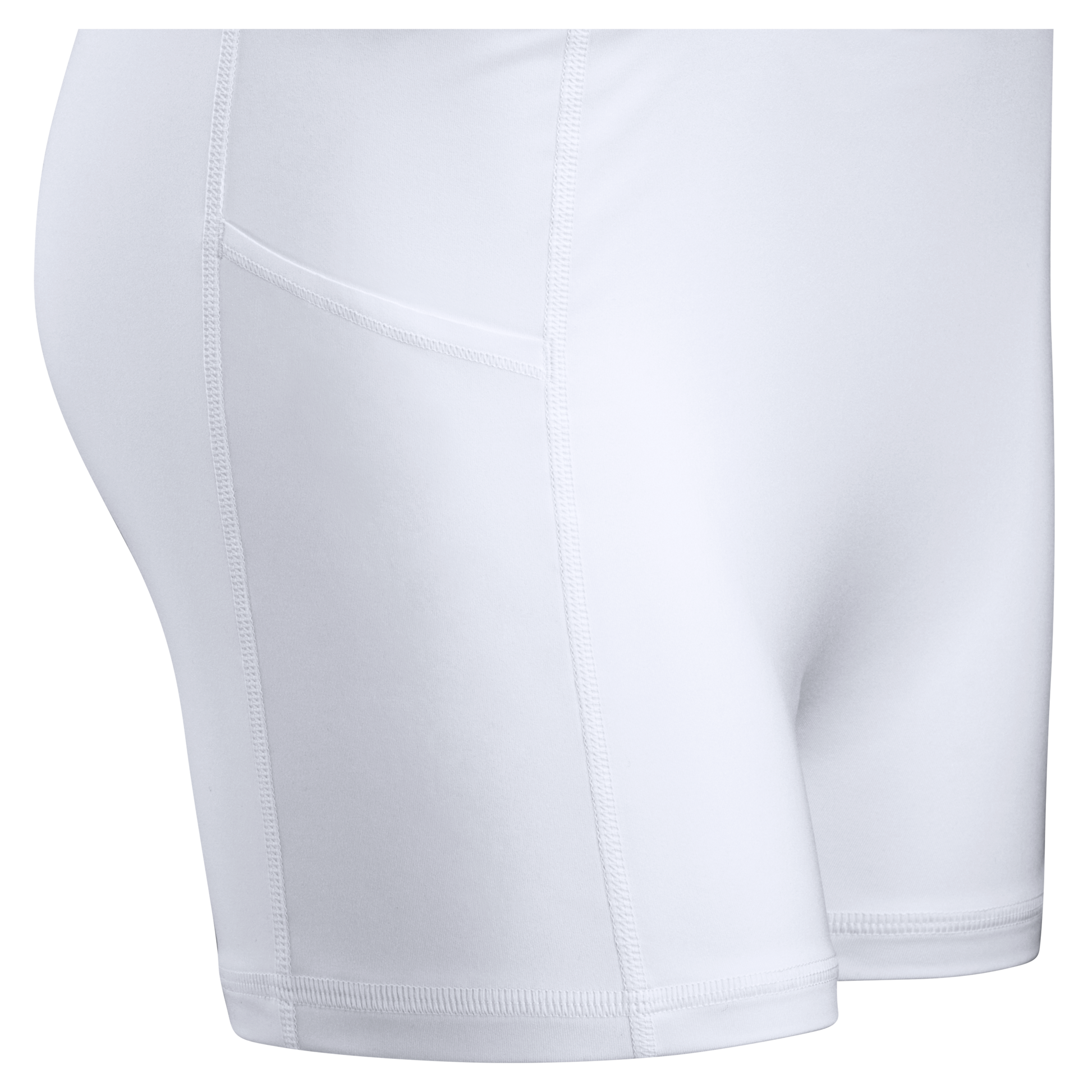White under shorts with a side pocket. 