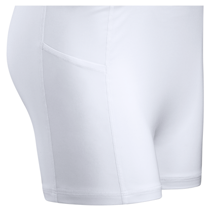 White under shorts with a side pocket. 