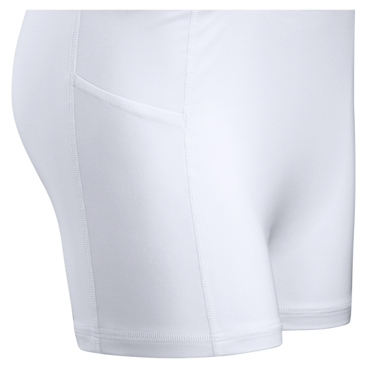 white short with side pocket. 