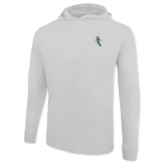 White hoodie with a small Basketball Sparty logo on the left upper chest. Shown on a white background.
