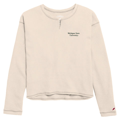 League Waffle Knit Long Sleeve Cream