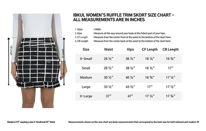 Skort sizing chart.