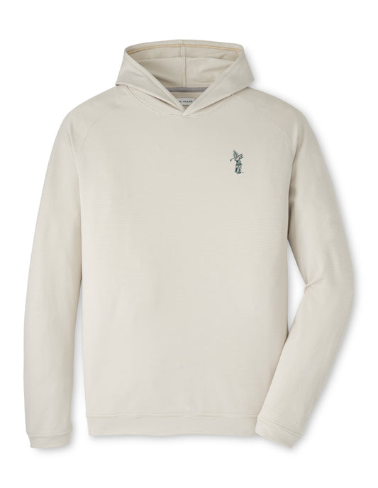 Cream ribbed hoodie with a Golf Sparty logo on the upper left chest. 