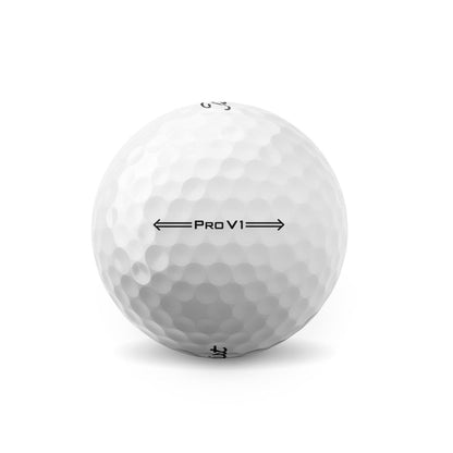 A white Titleist golf ball with red text personalized with a name and message.