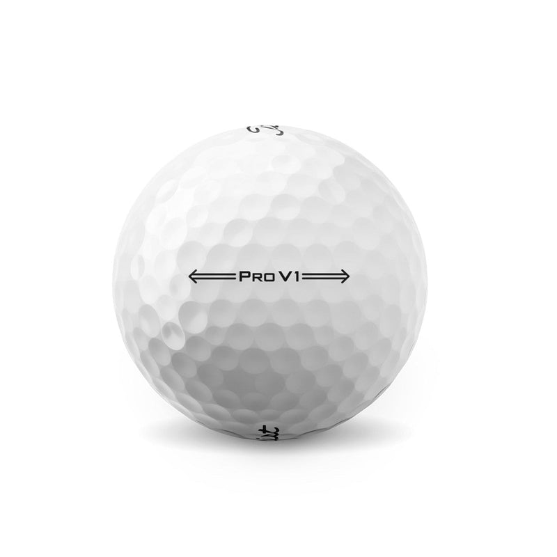 A white Titleist golf ball with red text personalized with a name and message.