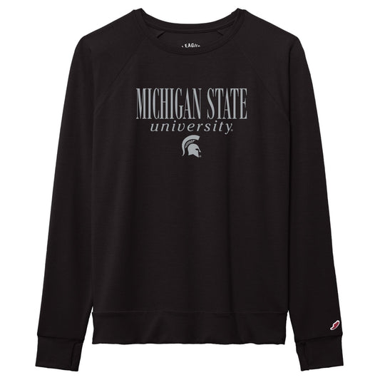 Black sweatshirt with 'Michigan State University' text on a white background