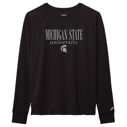 Black sweatshirt with 'Michigan State University' text on a white background