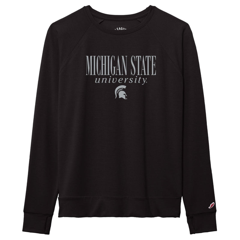 Black sweatshirt with 'Michigan State University' text on a white background