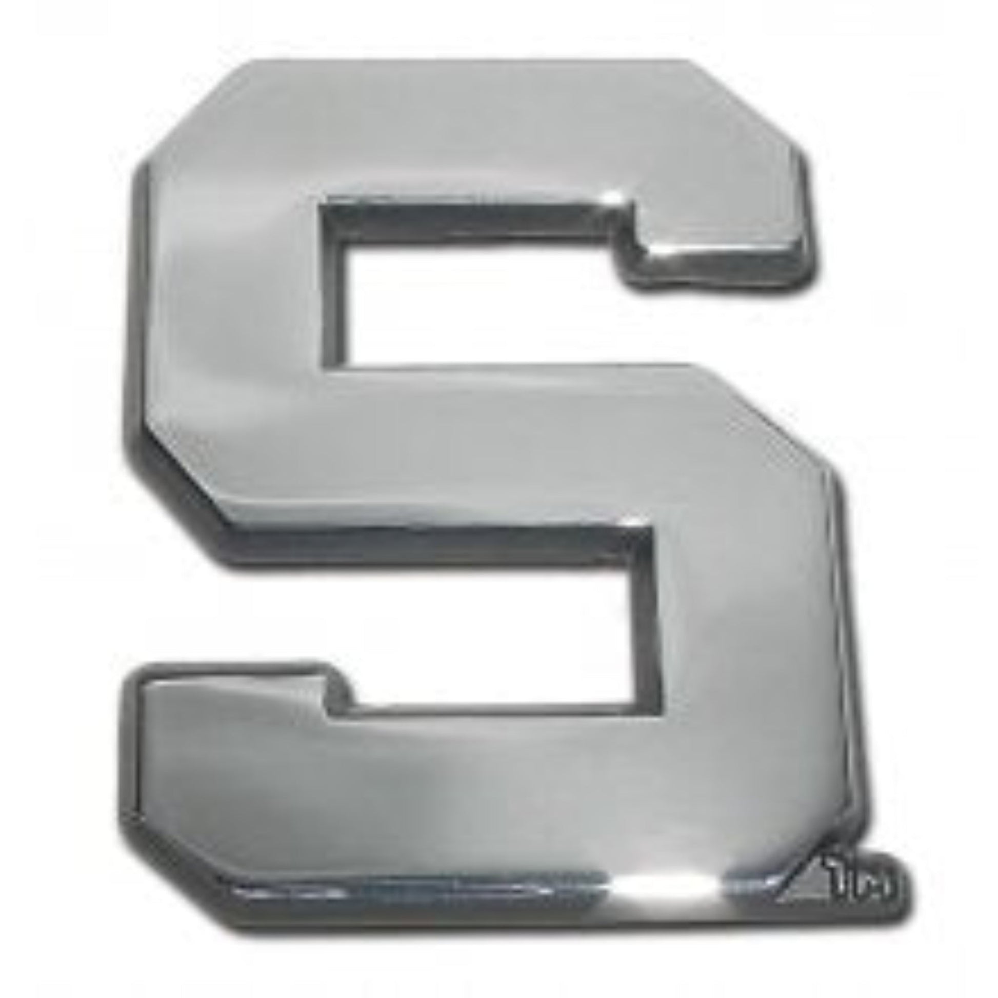 Chrome block S auto emblem. 