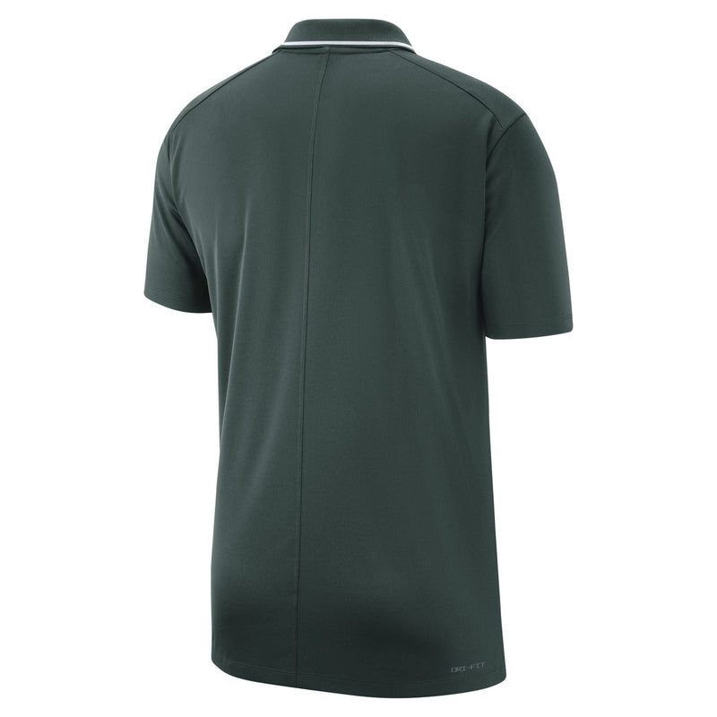 The back of a green polo.