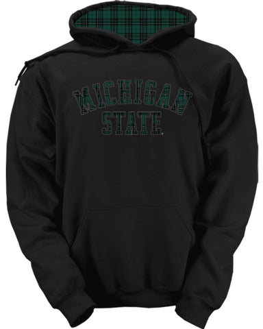 Artisan Green Plaid Michigan State Black Hood Sweatshirt