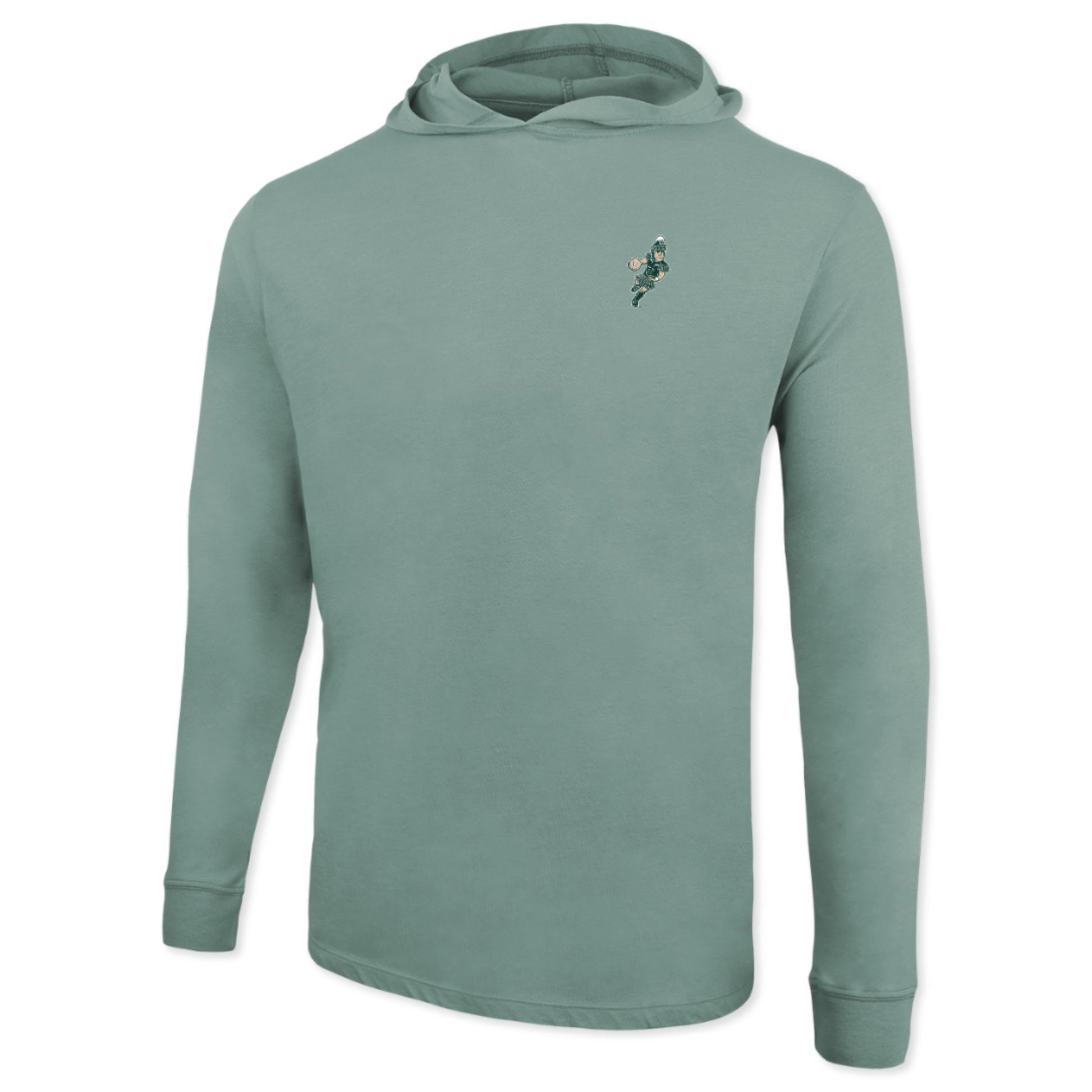 Green hoodie with a small Basketball Sparty logo on the left upper chest. Shown on a white background.
