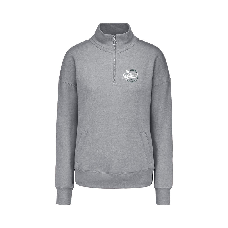 Grey 1/4 Zip with printed "Spartans" script on the right side