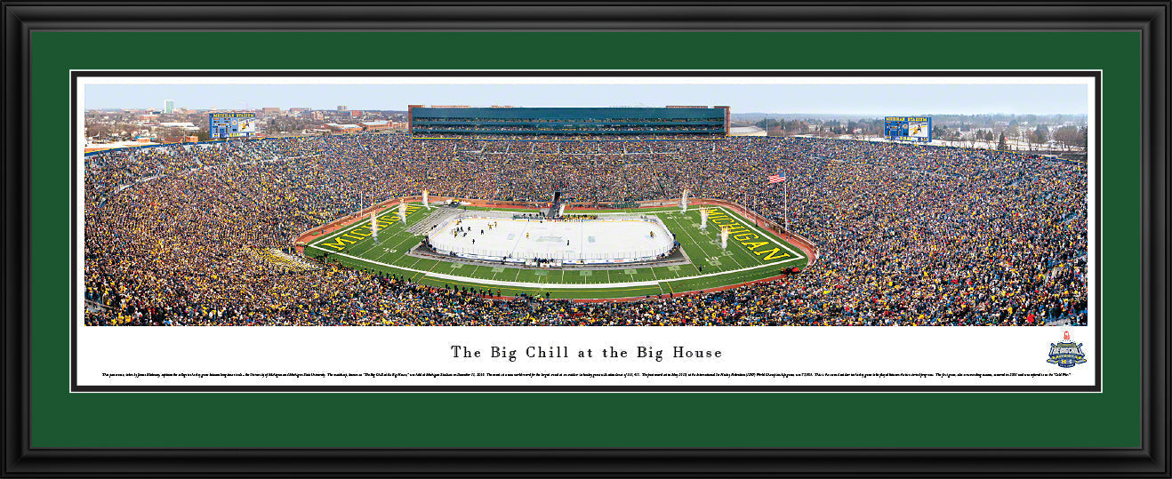 The Big Chill at The Big House Panoramic Poster with a green mat.