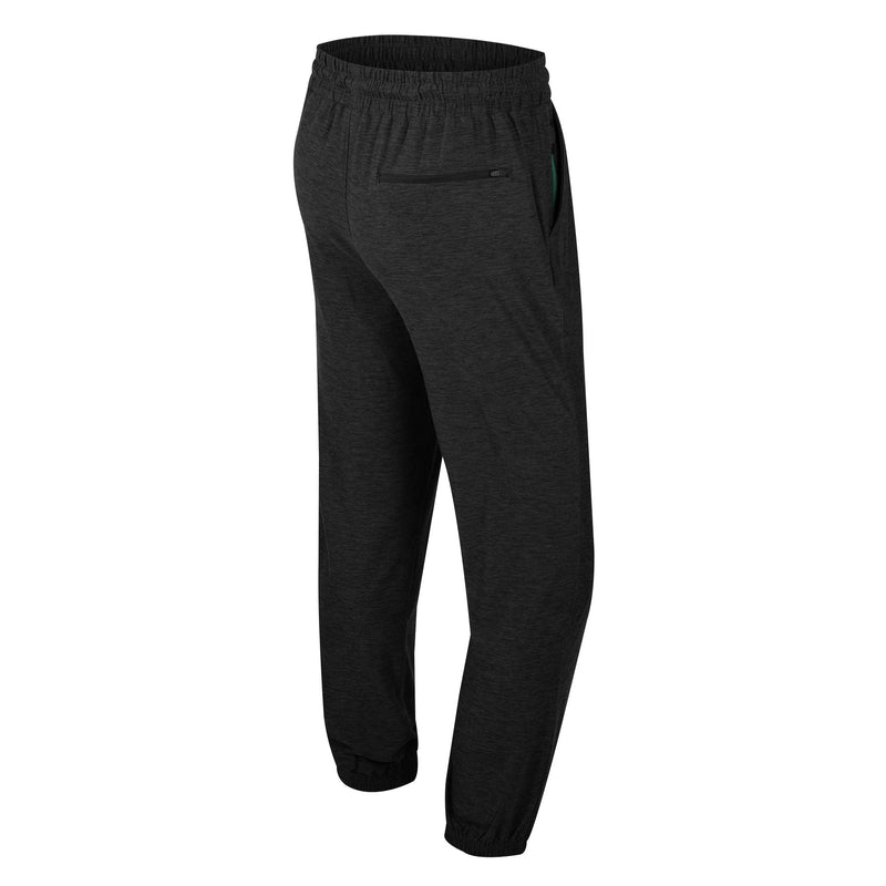 The back of a dark gray pair of joggers.