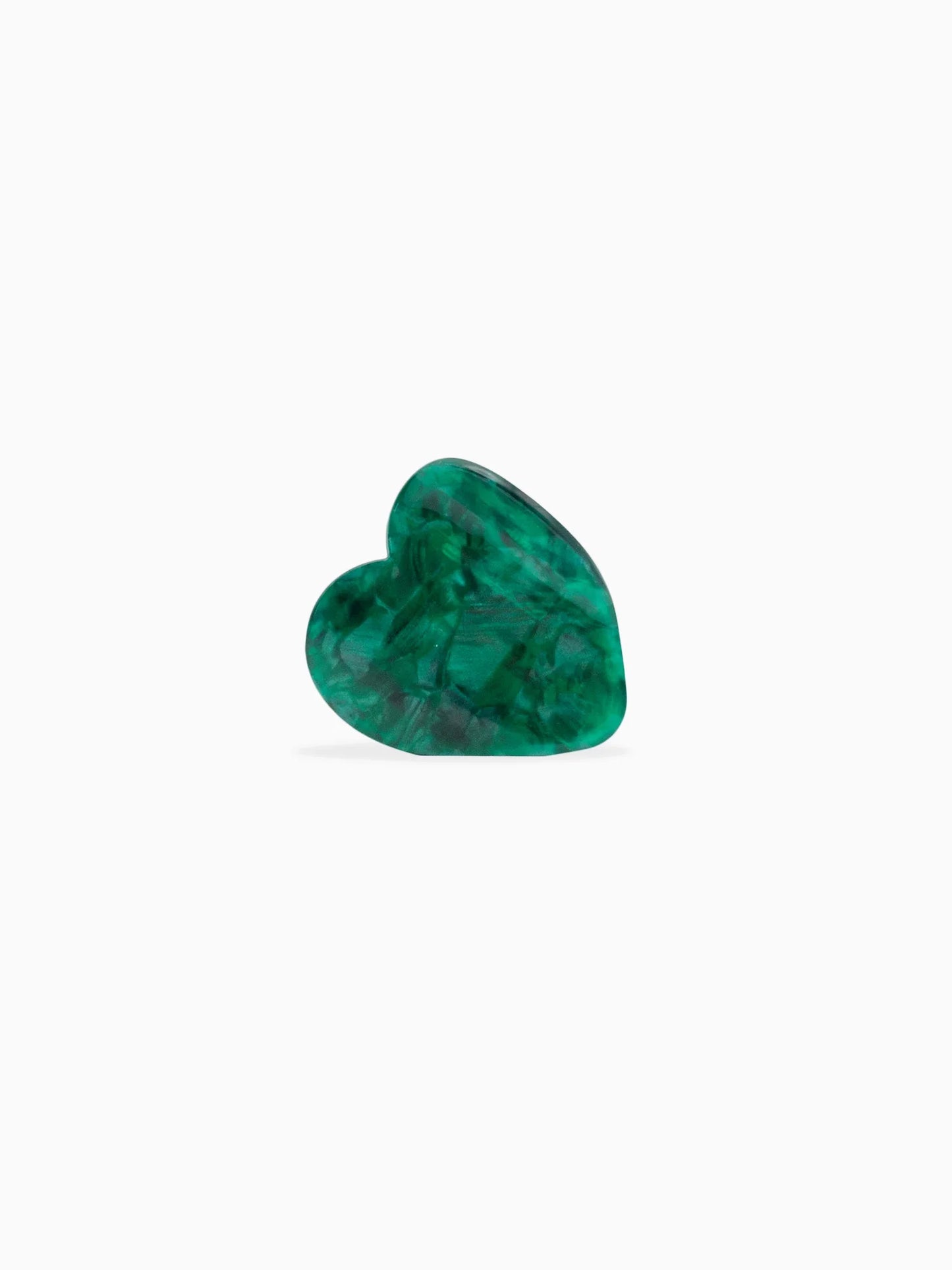 Heart-shaped green plastic hairclip.