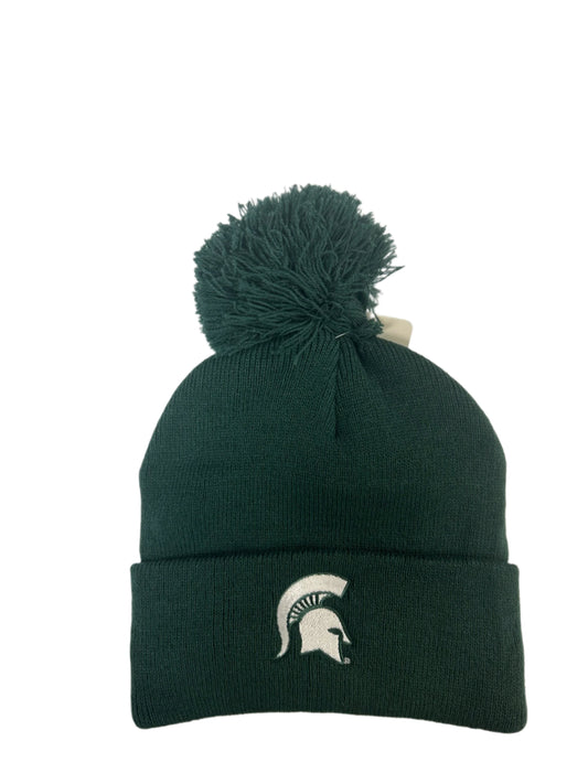 Satin-lined Knit Cuff Pom Beanie