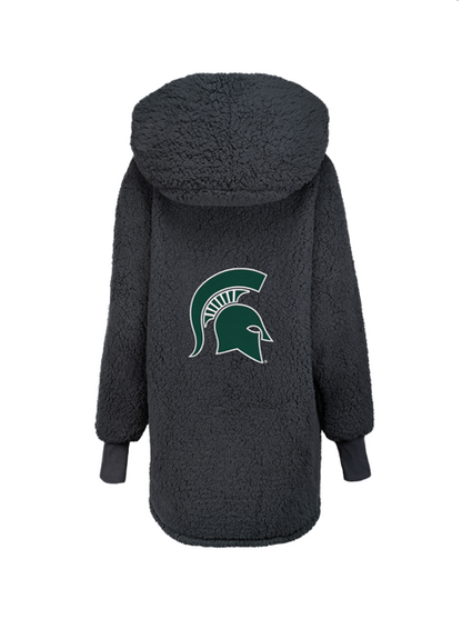 Back of lounger with large green Spartan Helmet outlined in white in the center of back of lounger. 