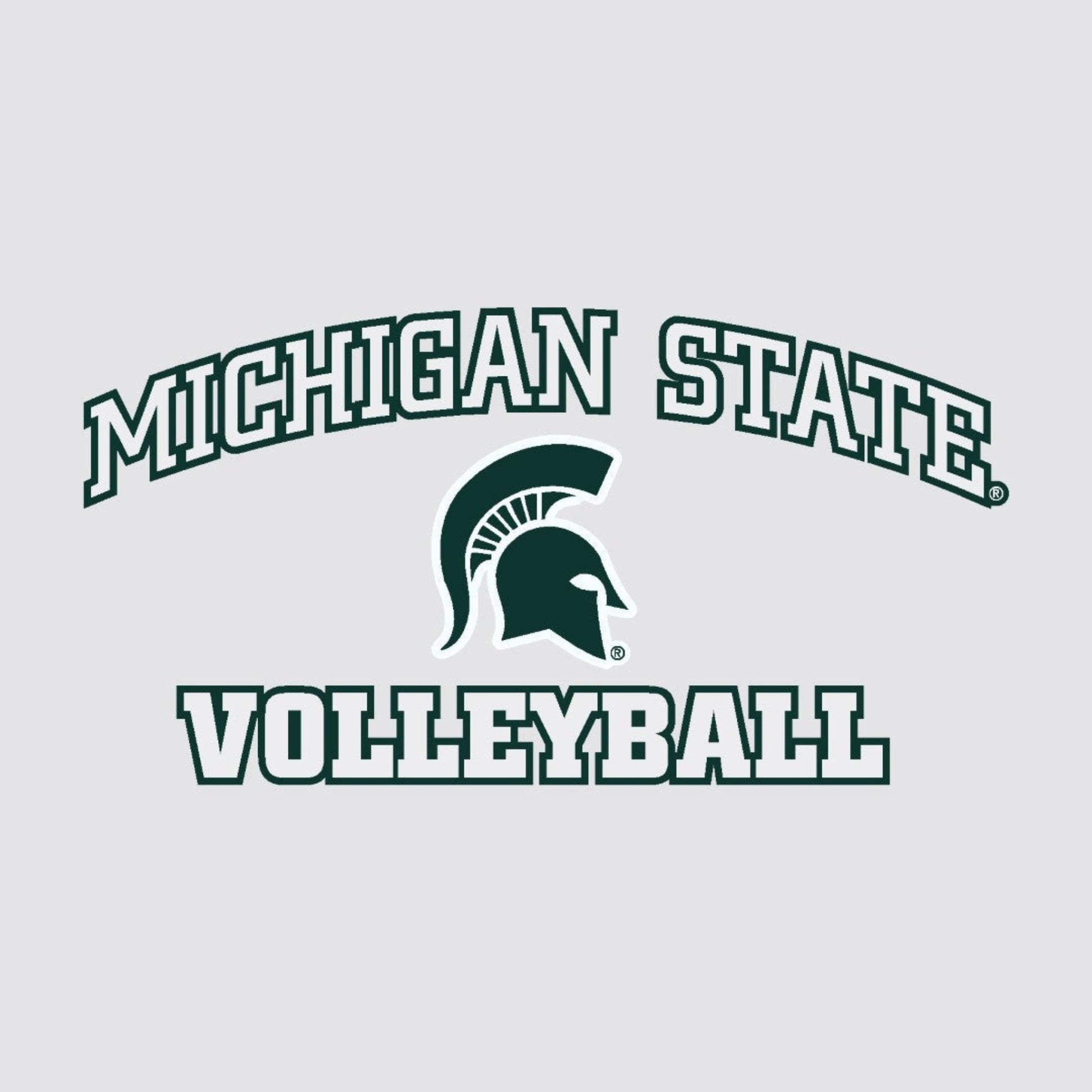 A decal that reads "Michigan State Volleyball" in white around a green Spartan Helmet logo.