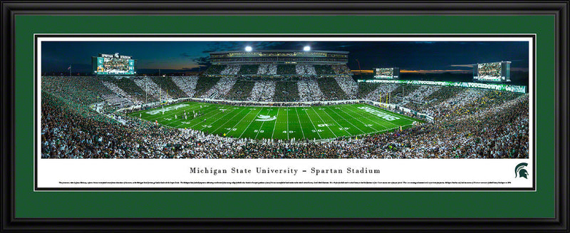 Stripe the Stadium panorama poster with a green mat