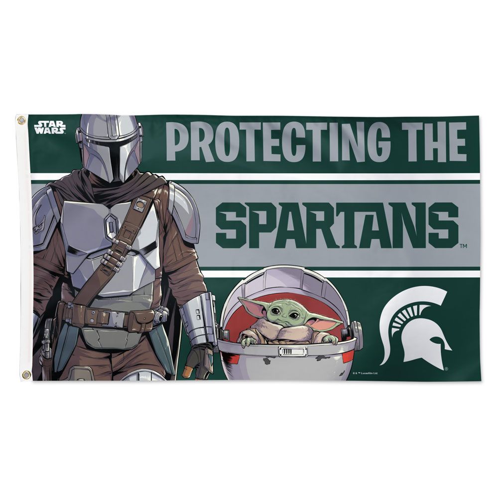 Wincraft Msu  Star Wars Co Branded 3 X 5 Flag- Mandalorian – Spartan 