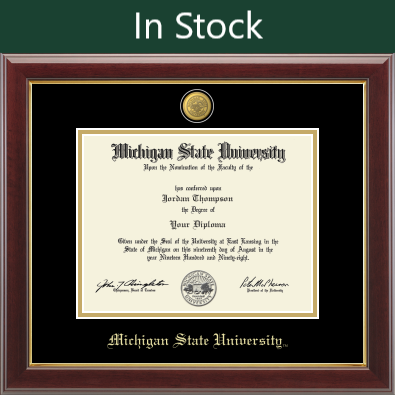 Crafted with a dark wood finish and a high-gloss surface, this frame exudes professionalism and timeless style. The gold inner border adds a refined touch, complementing the rich tones of the wood.

Inside, the diploma is set against a black mat with gold trim, creating a striking contrast that draws attention to the achievement. An embossed gold university seal is centered at the top of the mat, adding an official and distinguished detail.