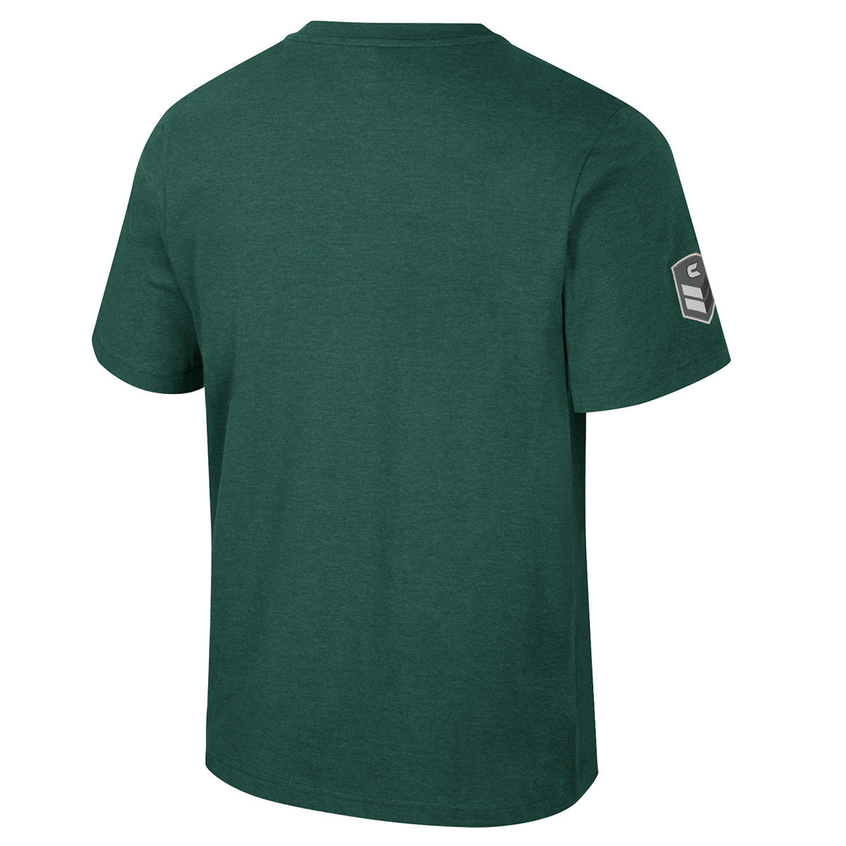 Back of a green t-shirt.
