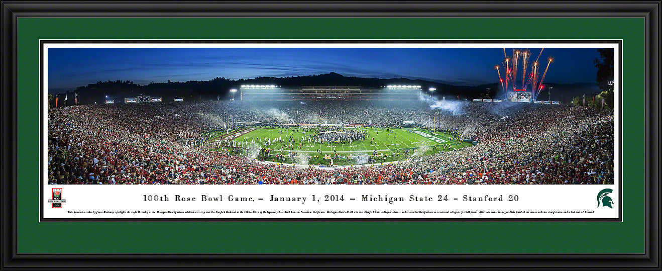 Rose Bowl 2014 Champions 100th Game panorama poster with a green mat.