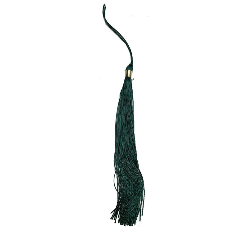 A dark green graduation tassel 
