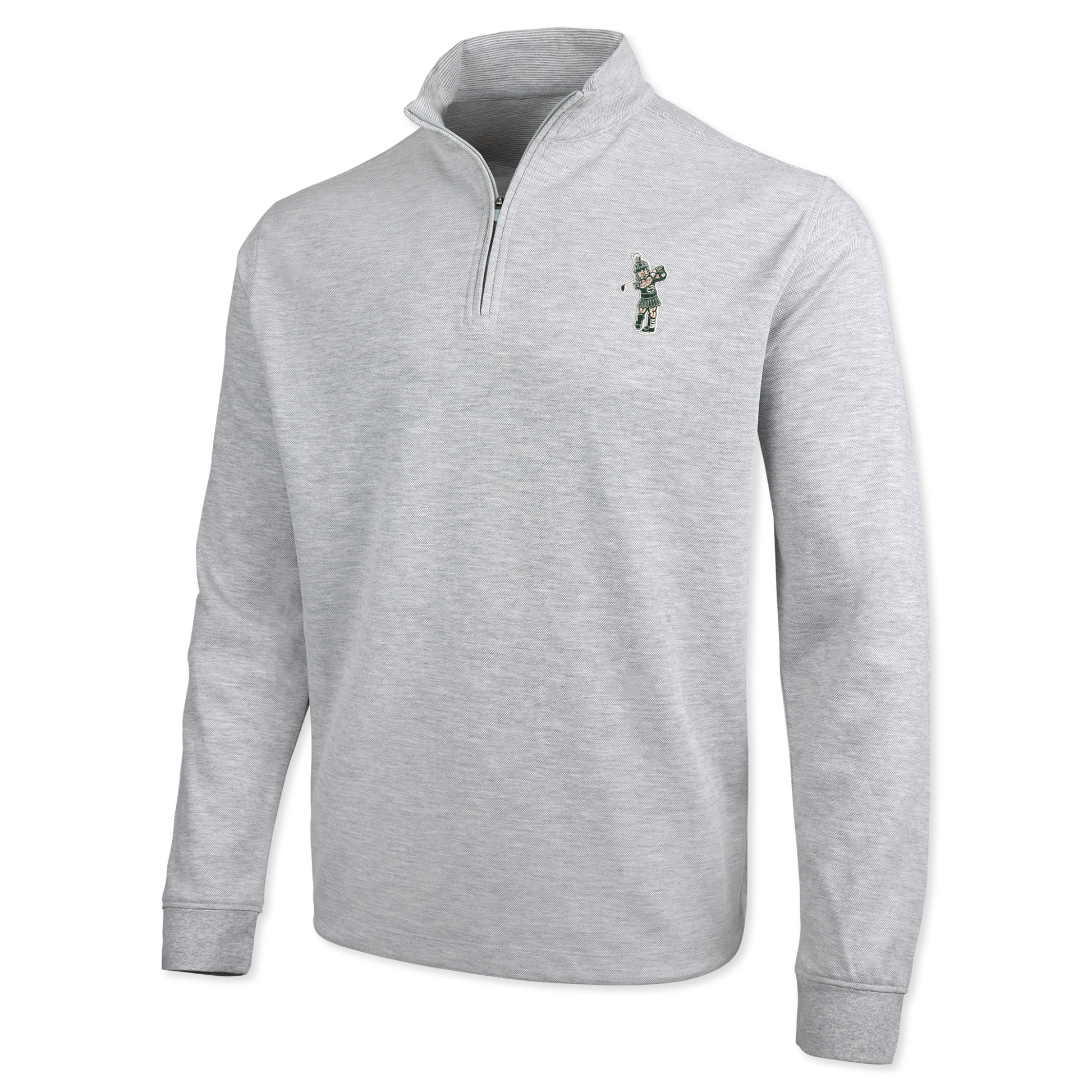 Light gray quarter-zip with the Golf Sparty logo on the upper left chest. 