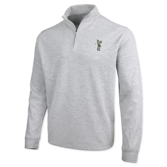 Light gray quarter-zip with the Golf Sparty logo on the upper left chest. 