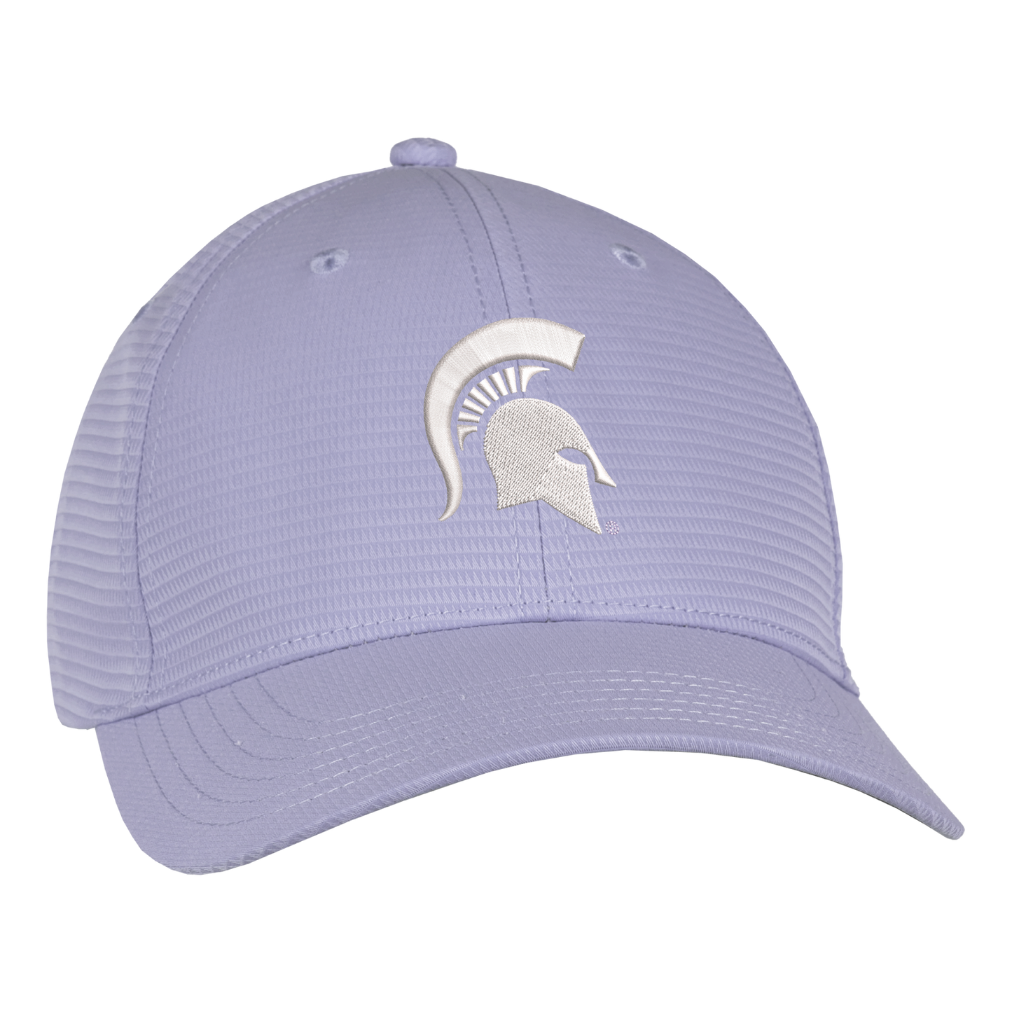 Lilac hat with ribbed stitching and a white Spartan Helmet logo embroidered on the front. 