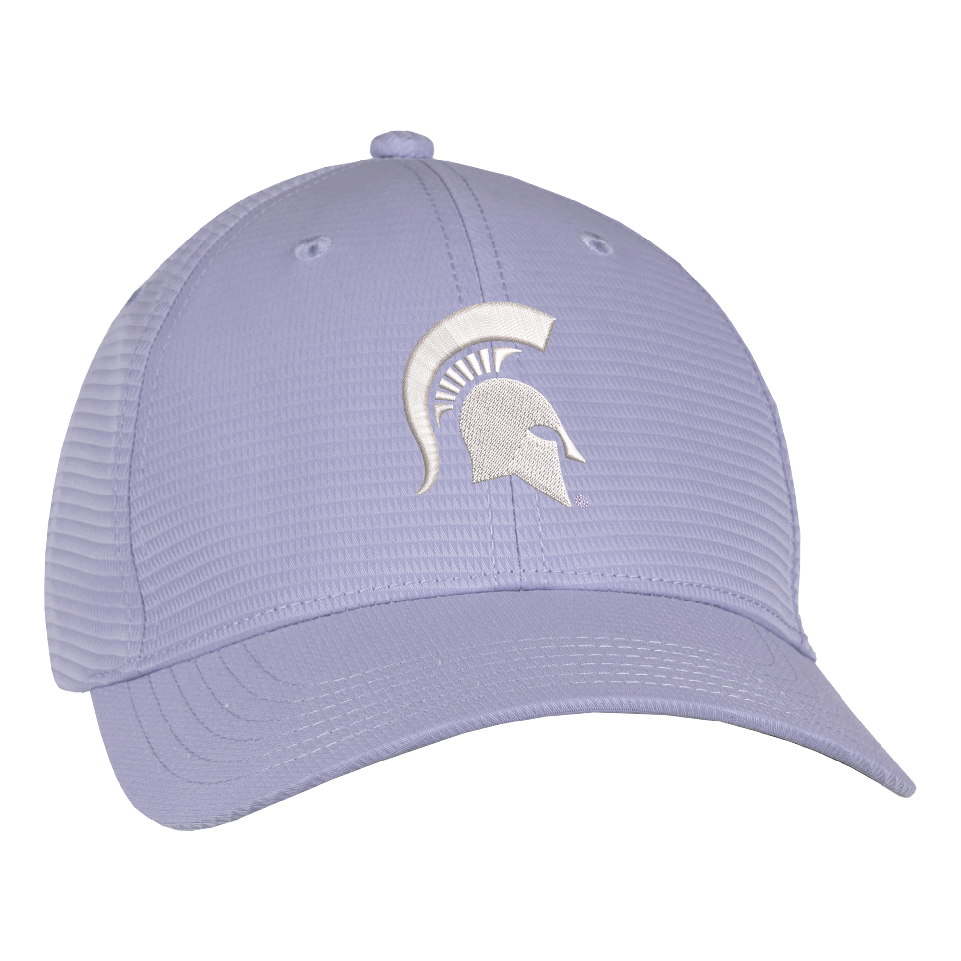 Lilac hat with ribbed stitching and a white Spartan Helmet logo embroidered on the front. 