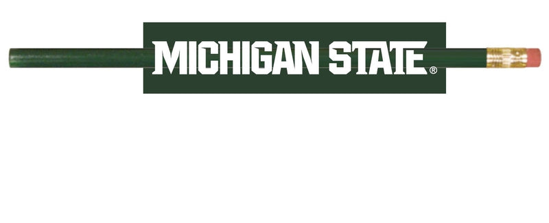 A green pencil that reads "Michigan State" in white.