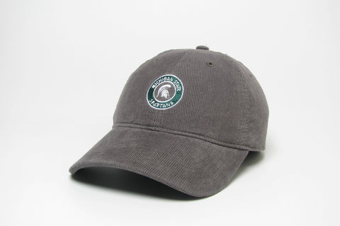 Legacy Grey Corduroy Adjustable Hat with Green and White Michigan State Spartans Emblem